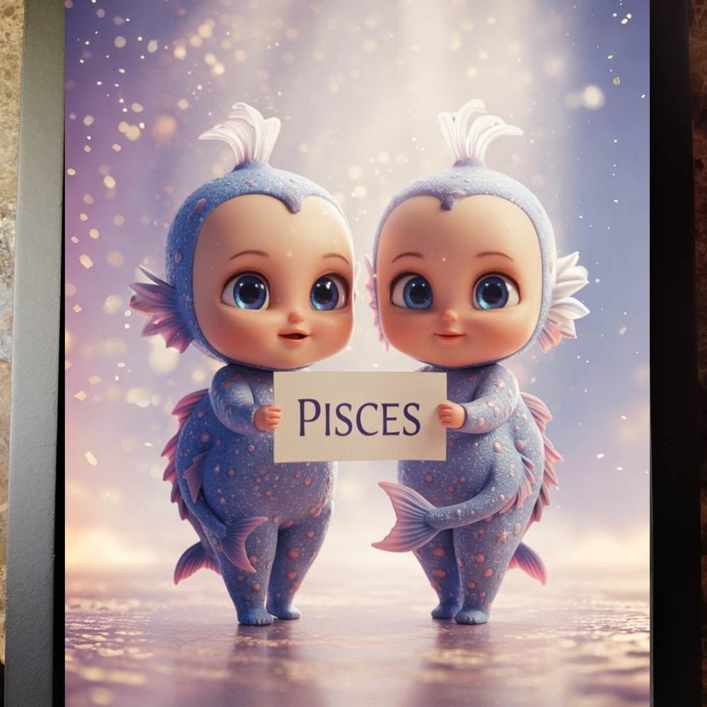 Pisces Zodiac Art Print In 8x10 Frame